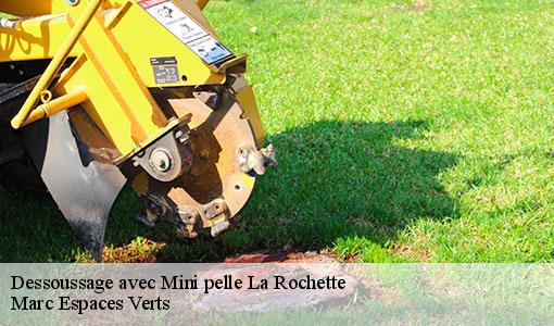 Dessoussage avec Mini pelle  la-rochette-77000 Marc Espaces Verts 